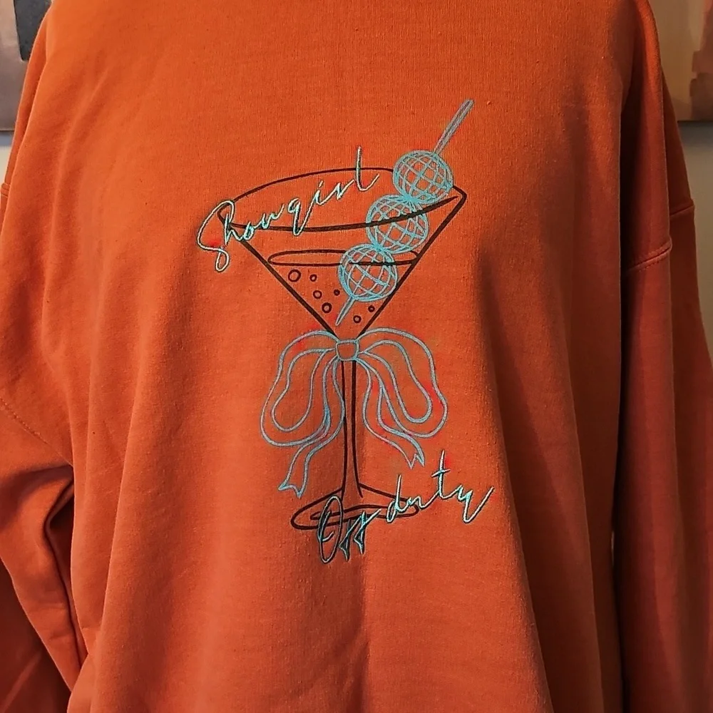 Anthropologie Orange Graphic Crewneck Sweatshirt - Picture 2 of 7